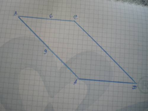 Найдите периметр параллелограмма abcd,если ab=9,ad=6.