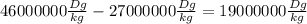 46000000\frac{Dg}{kg}-27000000 \frac{Dg}{kg} =19000000 \frac{Dg}{kg}