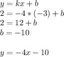 y=kx+b\\2=-4*(-3)+b\\2=12+b\\b=-10\\\\y=-4x-10