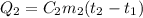 Q_2=C_2m_2(t_2-t_1)