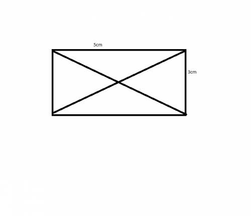 Вырежи из бумаги прямоугольник с длиной сторон 5см и 3см.перегни его по диагонали. является ли диаго