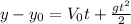 y- y_{0}=V_{0}t+ \frac{g t^{2} }{2}