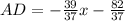 AD=-\frac{39}{37}x-\frac{82}{37}