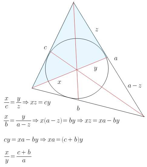 Вкаком отношении центр вписанной в треугольник авс окружности делит биссектрису на ad, если стороны