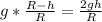 g*\frac{R-h}{R} =\frac{2gh}{R}