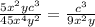 \frac{5x^2yc^3}{45x^4y^2} = \frac{c^3}{9x^2y}