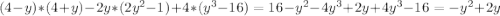 (4-y)*(4+y)-2y*(2y^2-1)+4*(y^3-16)=16-y^2-4y^3+2y+4y^3-16=-y^2+2y