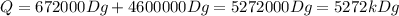 Q=672000Dg+4600000Dg=5272000Dg=5272kDg