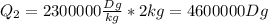 Q_2=2300000 \frac{Dg}{kg}*2kg=4600000Dg