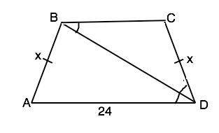 Втрапеции abcd известно что ab = cd, ad =24cм , угол adb равен углу cdb, а периметр равен 60см. найд