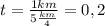 t= \frac{1km}{5 \frac{km}{4} }=0,2