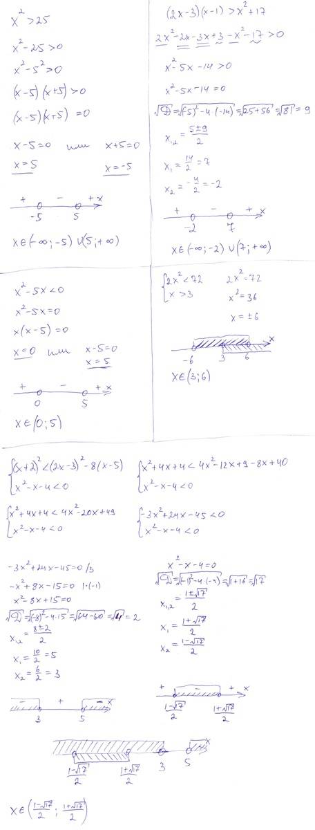 Решить : 1.квадратное неравенство: 1) 2) 3) 2. 3.