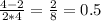 \frac{4-2}{2*4}= \frac{2}{8} =0.5