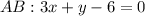 AB:3x+y-6=0