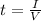 t=\frac{I}{V}