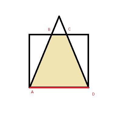 Нарисуй квадрат и треугольник с общей стороной так чтобы их пересечением был квадрат