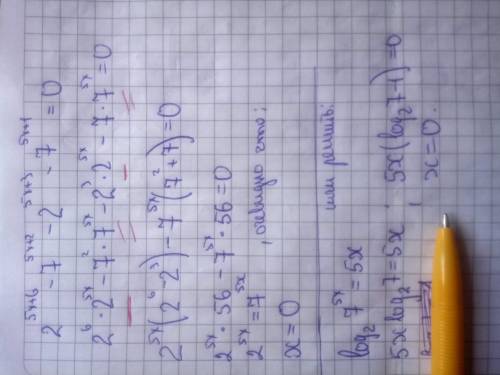 Напишите подробное решение (запутался со степенями) 2^(5x+6)-7^(5x+2)-2^(5x+3)-7^(5x+1)=0