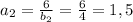 a_{2}= \frac{6}{ b_{2} } = \frac{6}{4}=1,5