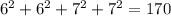 6^{2} + 6^{2} + 7^{2} + 7^{2} =170