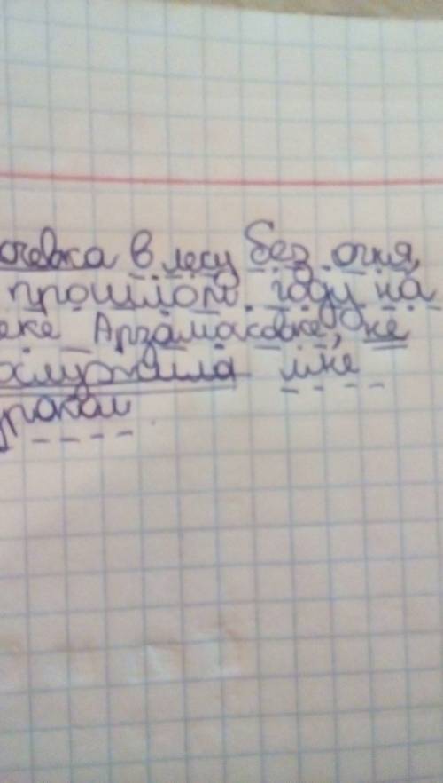 Сделать синтаксический разбор предложения. ночевка в лесу без огня в году на реке арзамасовке не пос