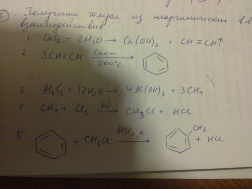 2. как получить толуол, имея в своем распоряжении только неорганические вещества и продукты их взаим