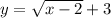 y= \sqrt{x-2} +3