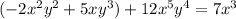 (-2x^{2}y^{2}+ 5xy^{3})+12x^{5}y^{4}= 7x^{3}