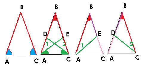 На боковых сторонах ab и bc равнобедренного треугольника abc отметили соответственно точки d и e так