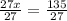 \frac{27x}{27} = \frac{135}{27}