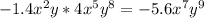 -1.4x^2y*4x^5y^8=-5.6x^7y^9