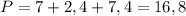 P=7+2,4+7,4=16,8