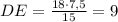 DE=\frac{18\cdot7,5}{15}=9