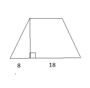Найдите основания равнобокой трапеции высота которой, проведенная из вершины тупого угла делет больш