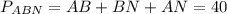 P_{ABN}=AB+BN+AN=40