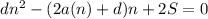 dn^2-(2a(n)+d)n+2S=0