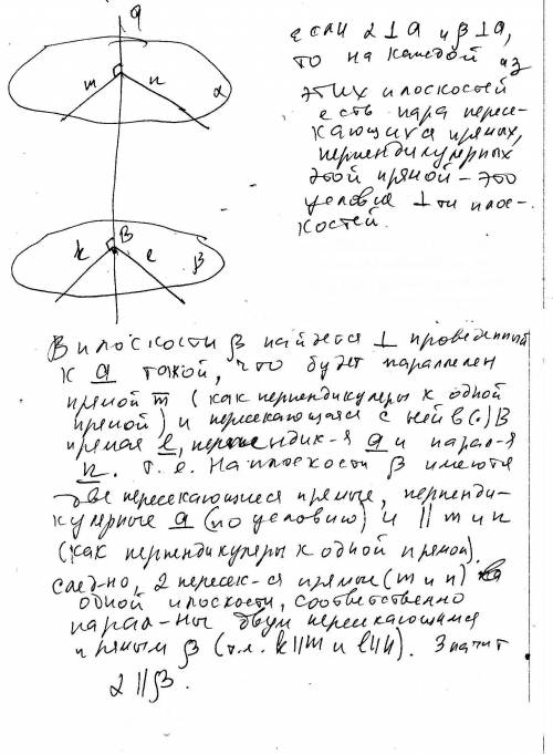 Докажите, что если две плоскости α и β перпендикулярны к прямой а, то они параллельны.