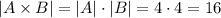 |A\times B|=|A|\cdot|B|=4\cdot4=16