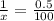 \frac{1}{x} = \frac{0.5}{100}