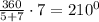 \frac{360}{5+7}\cdot7=210^0