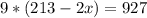 9*(213-2x)=927