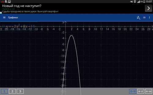 Постройте график функций: y=-2x^2+8x-11