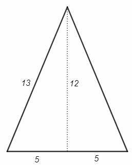 Найдите площадь равнобедренного треугольника со сторонами 13 см, 13см и 10см