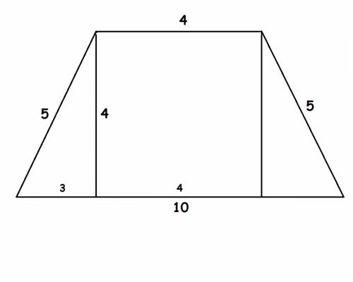 Найдите площадь равнобедренной трапеции ,если ее основание равно 4 и 10 а боковая 5