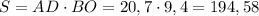 S=AD\cdot BO=20,7\cdot9,4=194,58