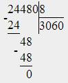 Вычеслите в столбик 24480\8 815920\2 622560\3 99