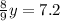 \frac{8}{9} y = 7.2