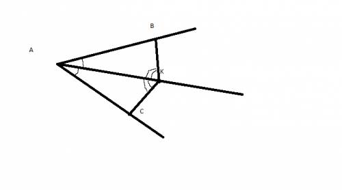 Луч ак- биссектриса угла а. на сторонах угла а отмечены точки в и с так, что угол вка равен углу ска