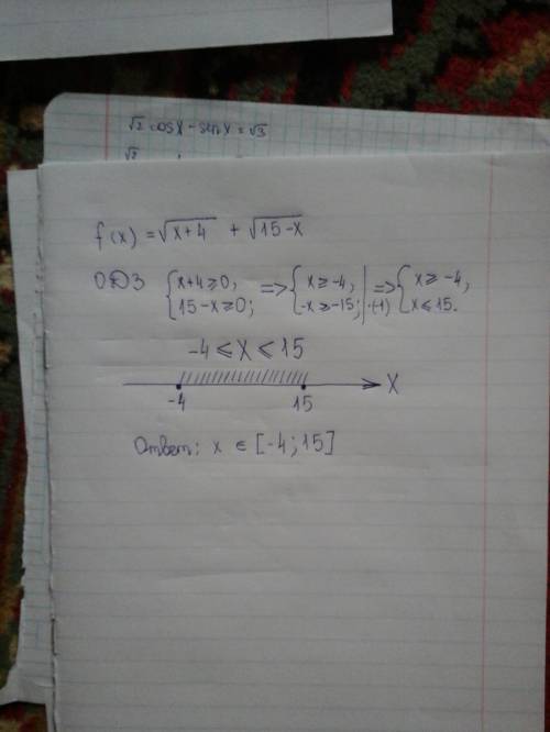 Найти область определения функции f(x)= в корне x+4+ в корне 15-x