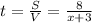 t=\frac{S}{V}=\frac{8}{x+3}