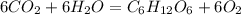 6CO_2 + 6H_2O = C_6H_{12}O_6 + 6O_2